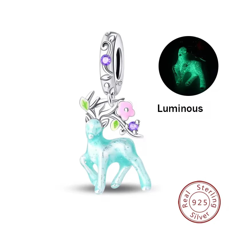 925 Sterling Silver Chameleon Luminous Firefly Butterfly Charms Beads Fit Qikaola 925 Original Bracelets Fine DIY Jewelry Making