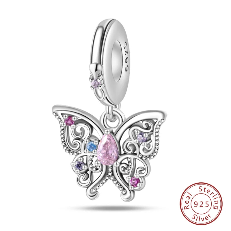 925 Sterling Silver Chameleon Luminous Firefly Butterfly Charms Beads Fit Qikaola 925 Original Bracelets Fine DIY Jewelry Making