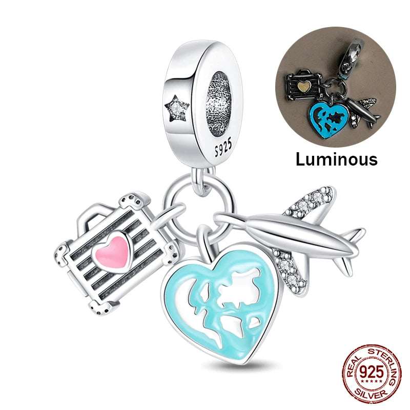 925 Sterling Silver Chameleon Luminous Firefly Butterfly Charms Beads Fit Qikaola 925 Original Bracelets Fine DIY Jewelry Making