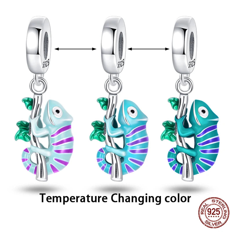 925 Sterling Silver Chameleon Luminous Firefly Butterfly Charms Beads Fit Qikaola 925 Original Bracelets Fine DIY Jewelry Making