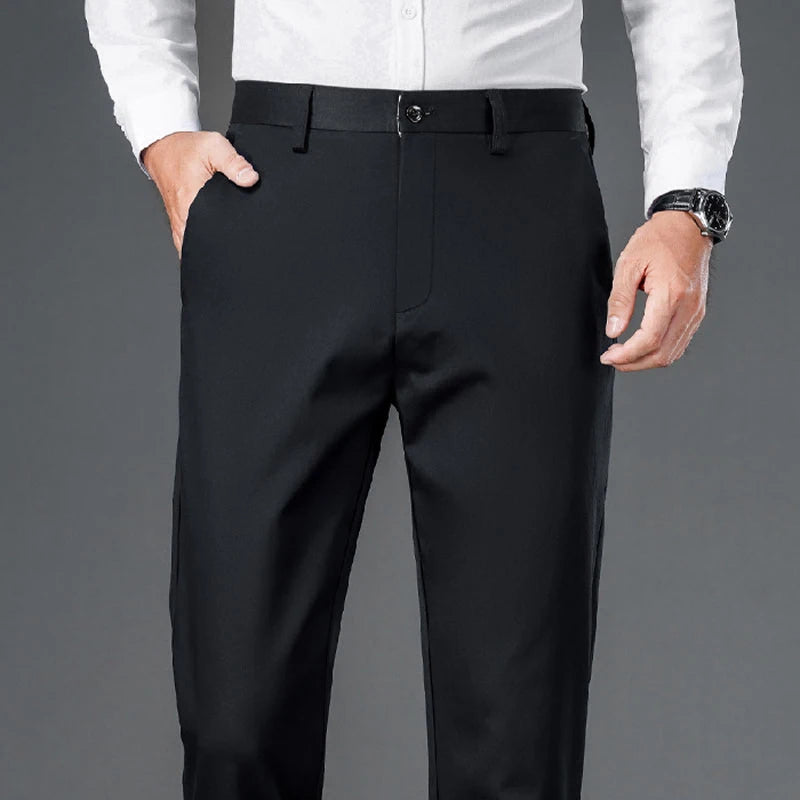 Male Pants Stretch Solid Black Smart Casual Men's Trousers Office Quick Dry Suit Pants New Spring Autumn Korean Straight Pants